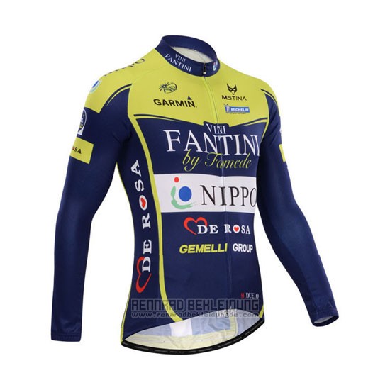 2014 Fahrradbekleidung Vini Fantini Grun und Blau Trikot Langarm und Tragerhose